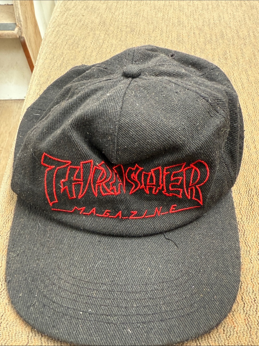 Thrasher Kids Black Cap with Red Embroidered Logo